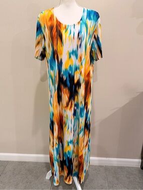 Vintage Jostar Slinky A Line Tunic Dress Womens 2XL Multicolor USA Made Stretchy